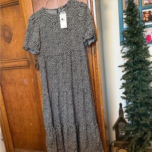 Bohemian Black and White Floral Dress